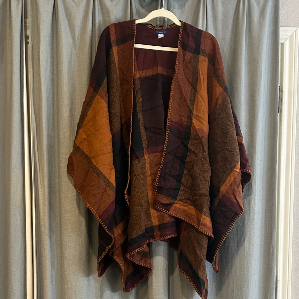 Apt. 9 Maroon/Orange Oversized Poncho